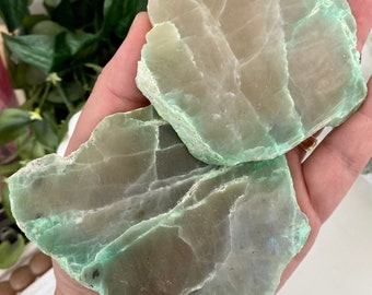Green Moonstone Slices (Garnierite) You Choose, Free Display Stand Included