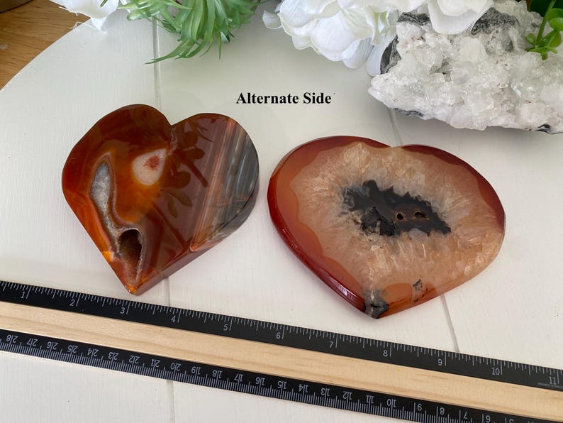 Carnelian Druzy Heart Crystals, Creativity Confidence & Passion (You Choose) immagine 12