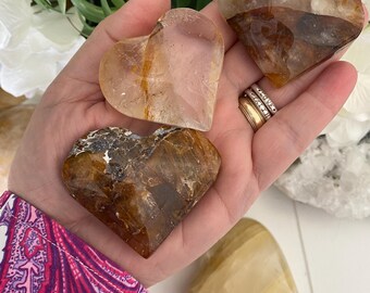 Golden Healer Quartz Heart, Healing Crystal Stone