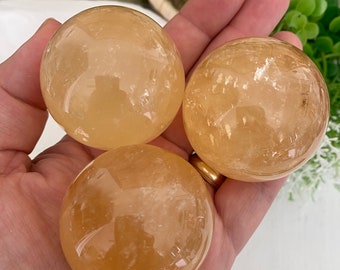 Honey Calcite Spheres (You Choose) Sphere Stand Included