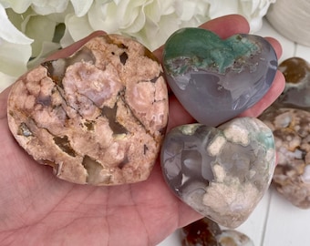 Flower Agate Hearts (You Choose)