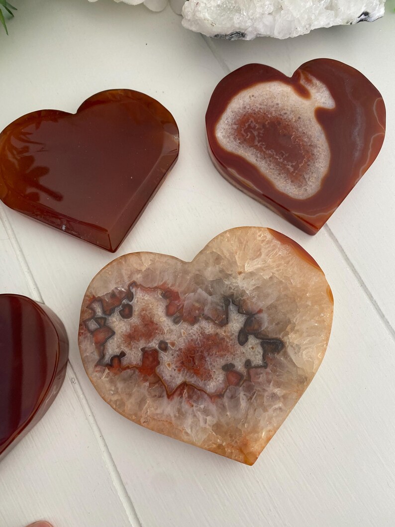 Carnelian Druzy Heart Crystals, Creativity Confidence & Passion (You Choose) immagine 10