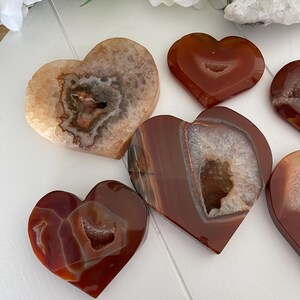 Carnelian Druzy Heart Crystals, Creativity Confidence & Passion (You Choose) immagine 13