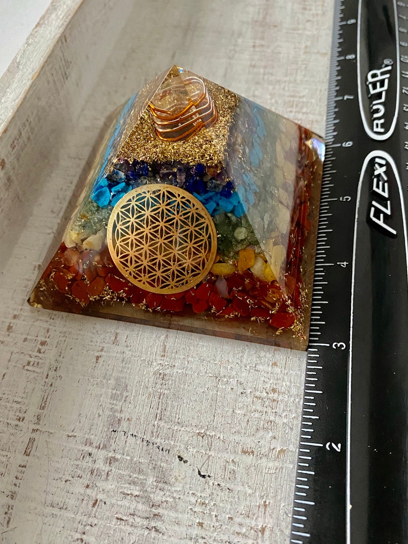 Orgone/Organite Pyramids Choice of Styles Chakra, Lapis, Rose Quartz, Amethyst, Onyx, Shungite/Selenite image 7