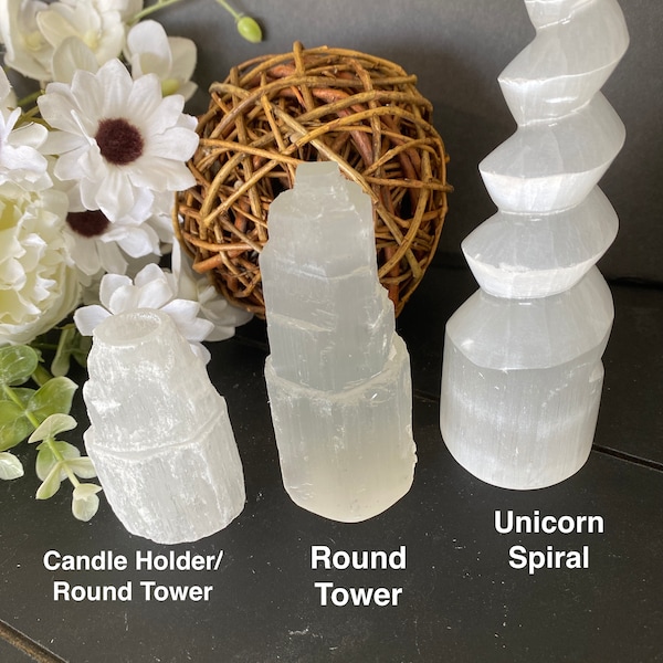 Selenite Towers, Chakra Sticks, Unicorn Spirals, Pencils