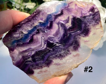 Rainbow Fluorite Slices (You Choose) Free Display Stand Included