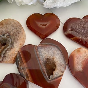 Carnelian Druzy Heart Crystals, Creativity Confidence & Passion (You Choose) immagine 7