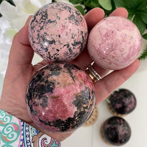 Rhodonite, Peruvian, Spheres (You Choose) Sphere Stand Included