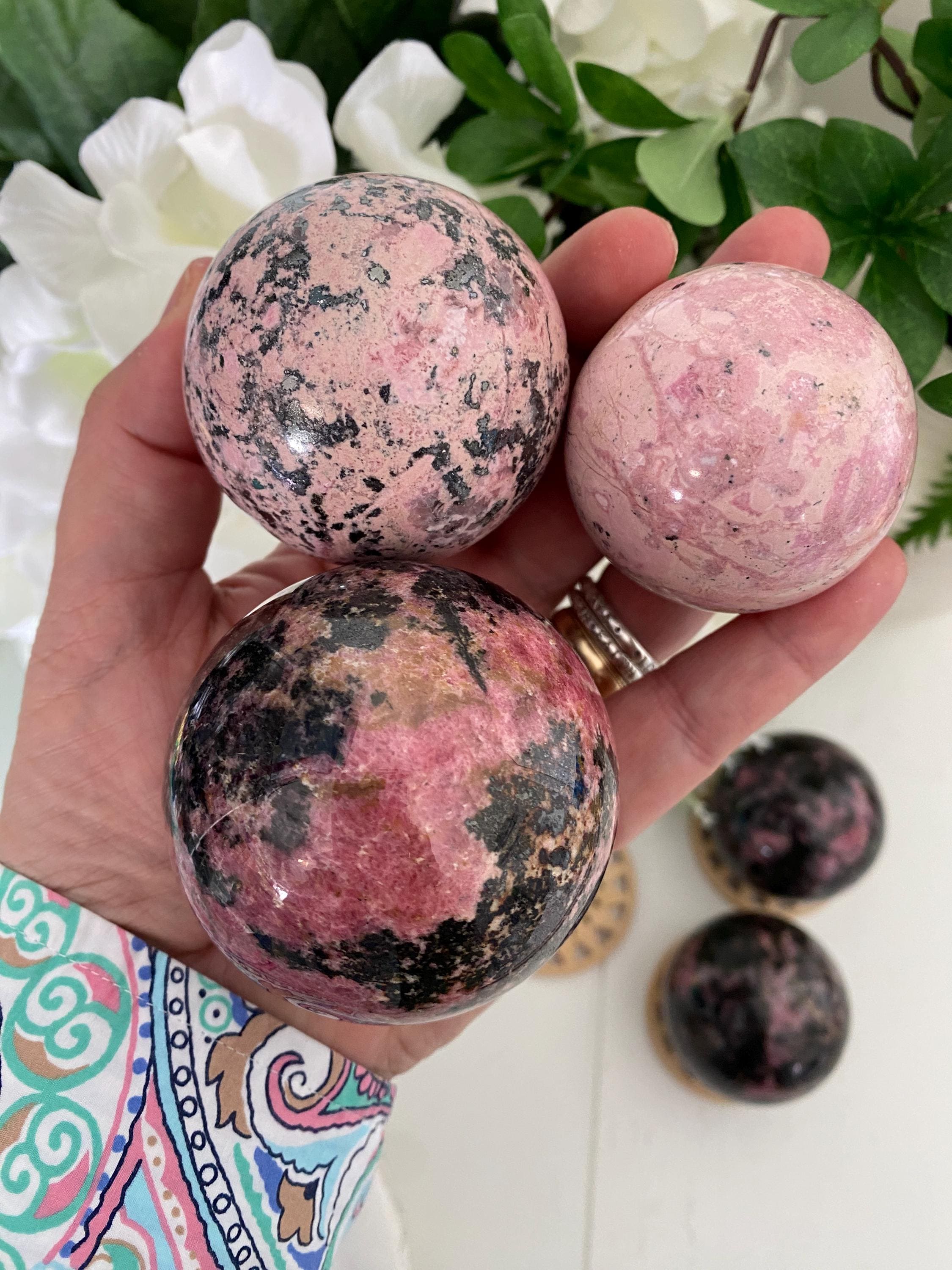 Rhodonite, Peruvian, Spheres (You Choose) Sphere Stand Included