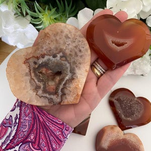 Carnelian Druzy Heart Crystals, Creativity Confidence & Passion (You Choose) immagine 1