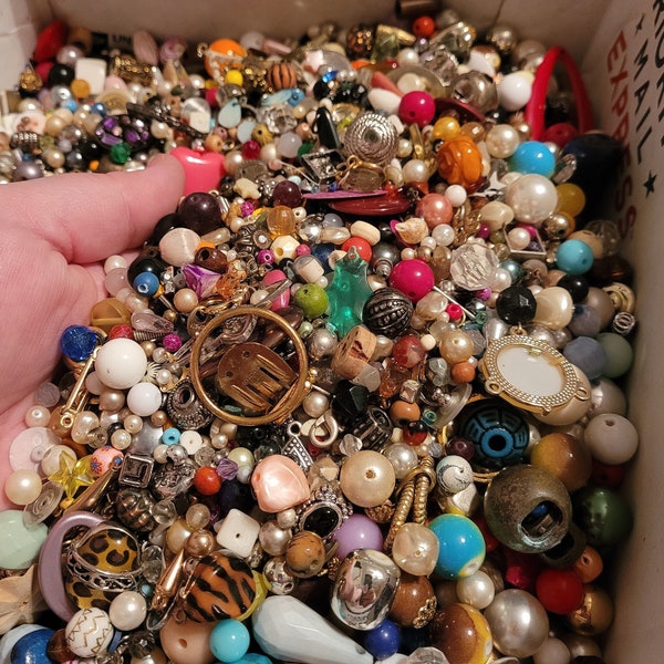 Mixed Lot - Beads, Jewelry Pieces, Buttons - 15oz - Vintage to Now