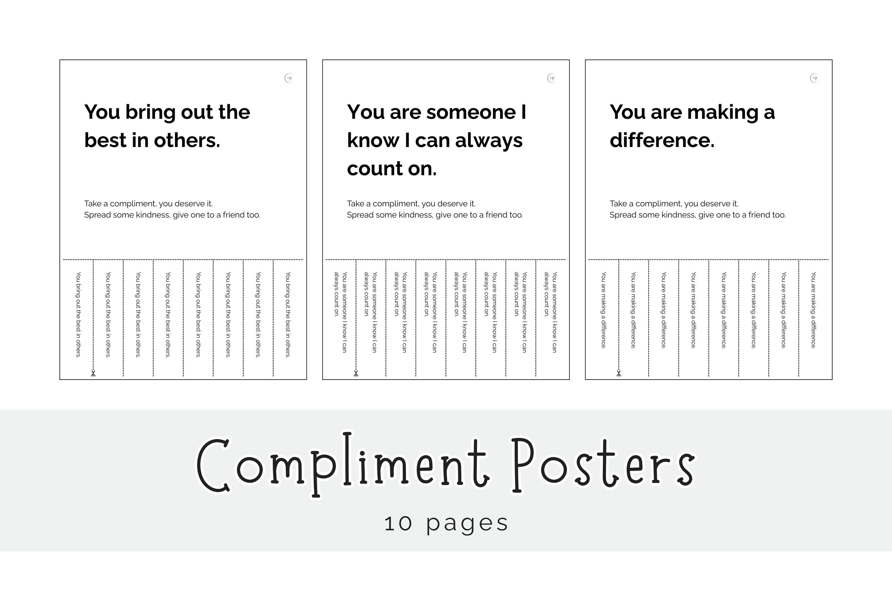 Compliment Posters | Tear off Flyers | Bulletin Board | Mental Health ...