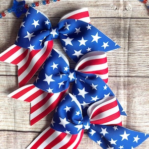 Patriotic Stars and Stripes Hair Bow - Fourth of July Hair Accessory for Girls
