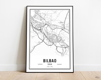 Bilbao Map PrintSpain Wall Art PosterCity Maps ArtworkSpain Map Gifts