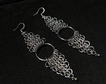 Wilhelmina Chainmaille Earrings, Gothic Stainless Steel Jewelry, Handcrafted Edgy Earrings, Hypoallergenic Chainmail