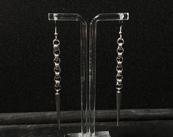 Gemma Chainmaille Earrings, Gothic Stainless Steel Jewelry, Handcrafted Edgy Chainmail Earrings
