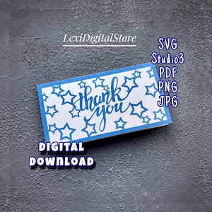 SVG Thank You Card Template Digital Design. SVG, Studio3, Pdf, Png, Jpg files. Instant digital download. Cricut, Silhouette Cameo