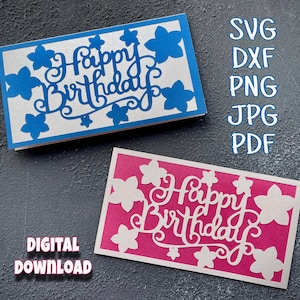 Birthday card SVG, Birthday card DFX, jpg, png, pdf. Cut files for Cricut and Silhouette. Greeting Card. Digital file.