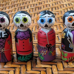 Day of the Dead Peg Dolls - Set of 4