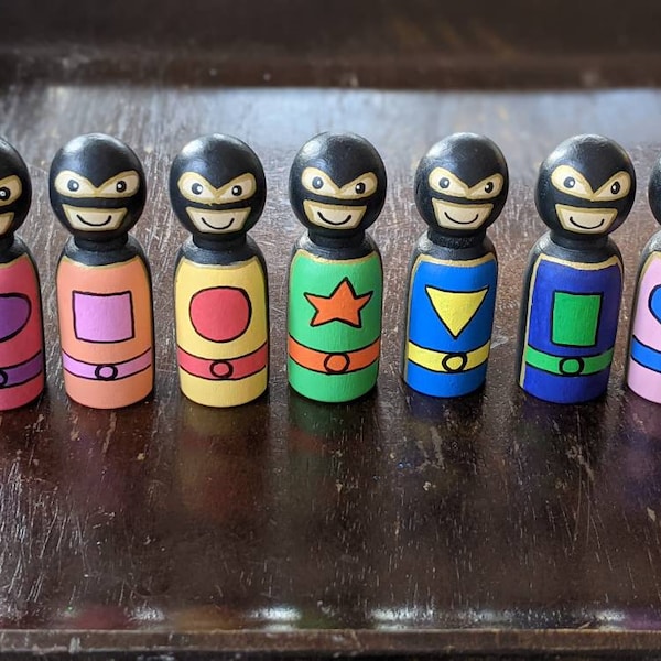 Superhero Peg Dolls - Set of 7