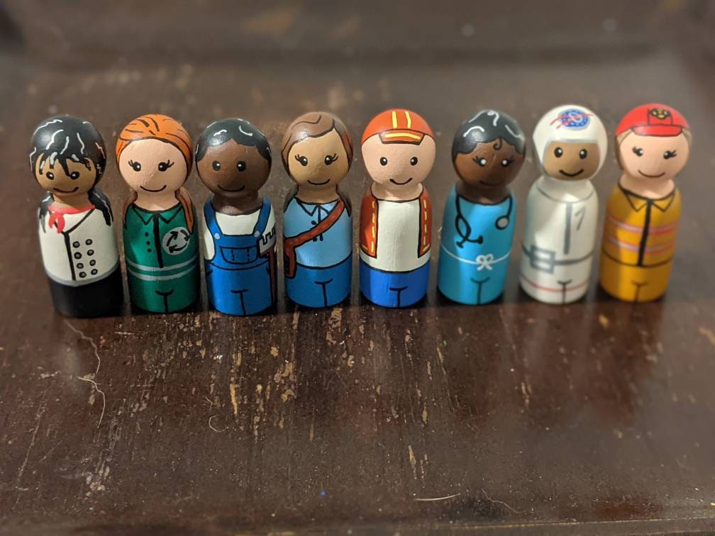 Diverse Community Helpers Peg Dolls | Etsy