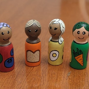 Diverse Food Group Peg Dolls - Set of 4