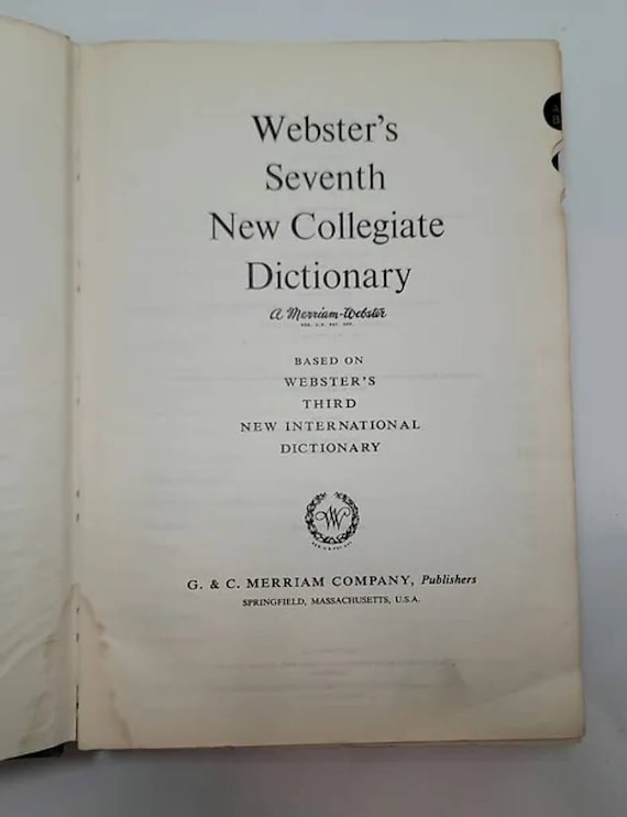 Webster's Seventh New Collegiate Dictionary 1965 - Etsy