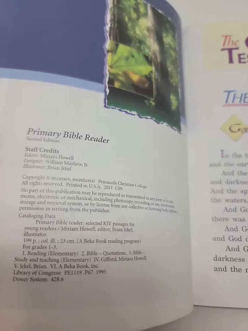Primary Bible Reader A Beka Book Reading Program - Etsy