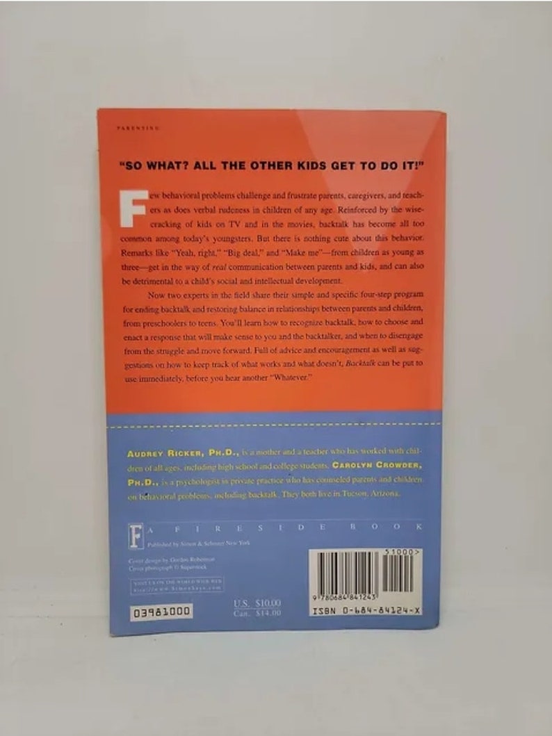 Audrey Ricker Backtalk: 4 Steps to Ending Rude Behavior in Your Kids Paperback ...