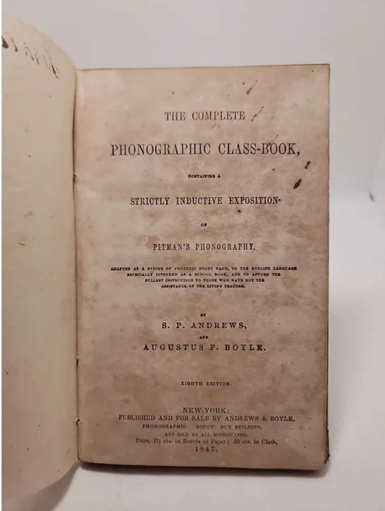 The Complete Phonographic Class-book by S.P Andrews 1845 - Etsy