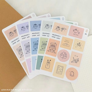 Conjuntos de colores estéticos // Hojas de calcomanías mate // Para diarios, agendas, artículos de papelería, amigos por correspondencia, tarjetas