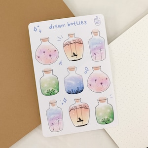 Droomflessen || Mat stickervel || Voor dagboeken, planners, briefpapier, penvrienden en kaarten