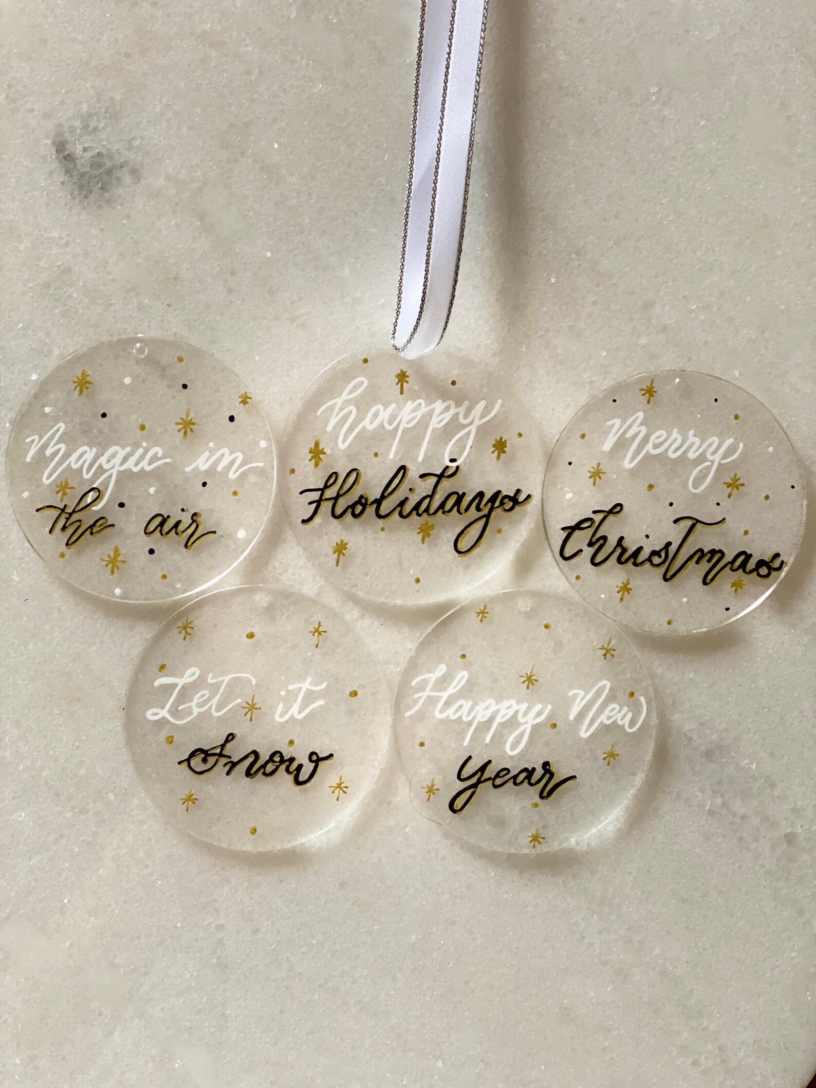 Custom Set of 5 Acrylic Christmas Ornament Discs 3 Etsy