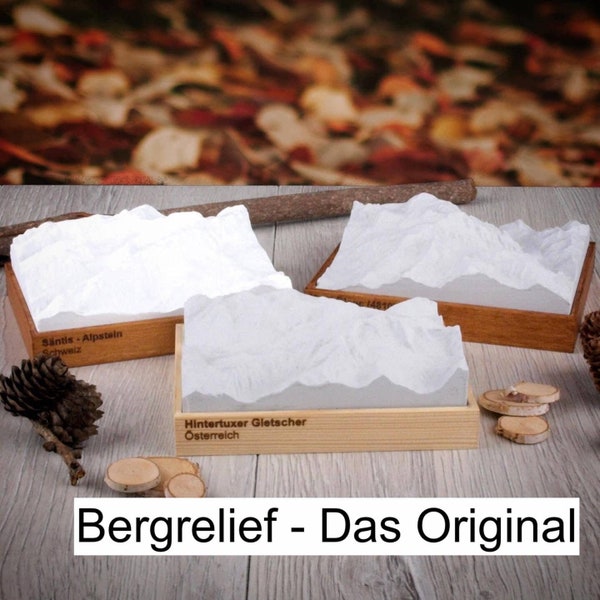 Bergrelief vom Skigebiet und anderen Gebirgen - Bergmodell - Die Wintersport Geschenk-Idee für Skifahrer, Alpinisten, Wanderer, Bergsteiger