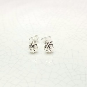 Ladybug sterling silver stud earrings