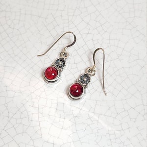 Purple Gemstone Sterling Silver Dangle Earrings