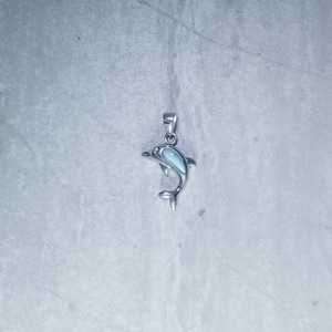 Larimar met dolfijn ontworpen sterling zilveren hanger