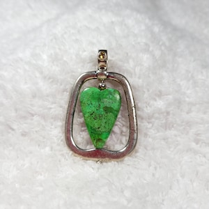 Two Face Heart Shape Coral and Malachite Sterling Silver Pendant