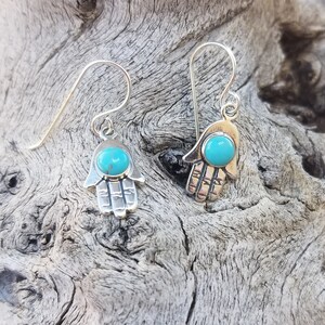Southwest round 8mm Kingman Turquoise sterling silver dangle earrings