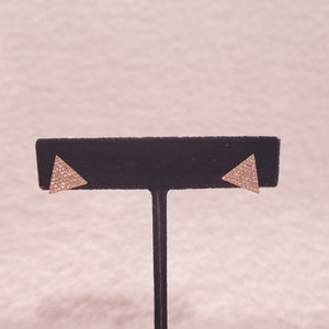 Micro CZ Inlay Triangle Designed Gold Plate Sterling Silver Stud Earrings