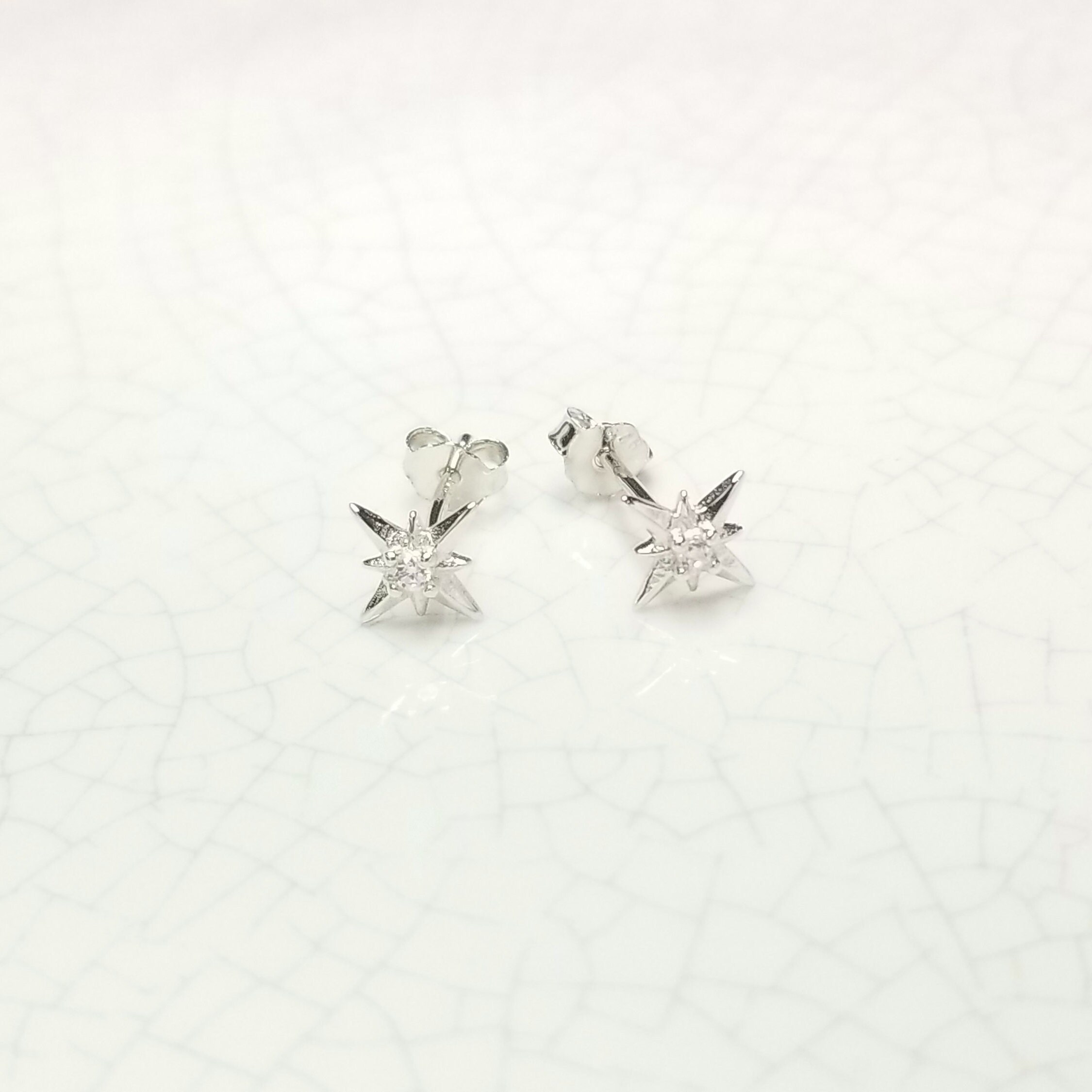 Twinkle Stars Sterling Silver Stud Earrings - Etsy