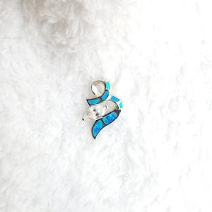 Curvy shape Navette-cut CZ Blue fire opal sterling silver pendant