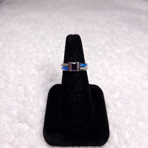 Tanzanite with Fire Opal and Micro CZ Sterling Silver Ring
