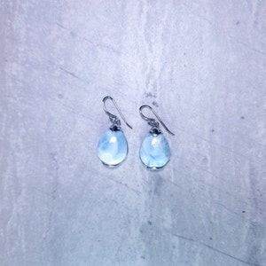 Teardrop Larimar with teardrop designed sterling silver dangle earrings