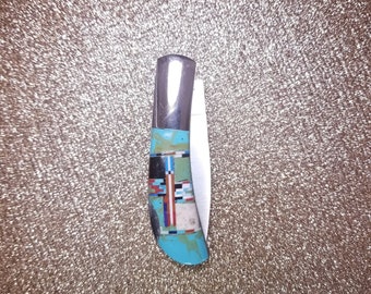 Turquoise inlay pocket knife