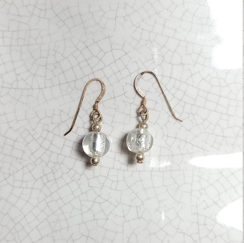 White Swavoski Crystal Sterling Silver Dangle Earrings