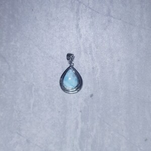 Larimar with teardrop designed sterling silver pendant