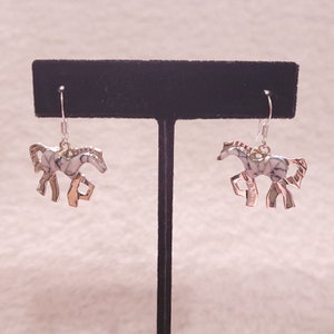 White Buffalo Turquoise Horse Designed Sterling Silver Dangle Earrings