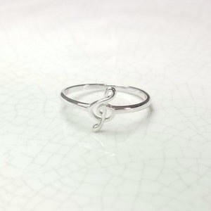 Music note sterling silver ring