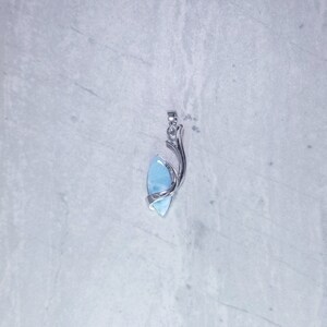 Larimar with teardrop designed sterling silver pendant